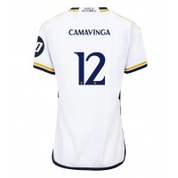 Dres Real Madrid Eduardo Camavinga #12 Domáci pre Ženy 2023-24 Krátky Rukáv